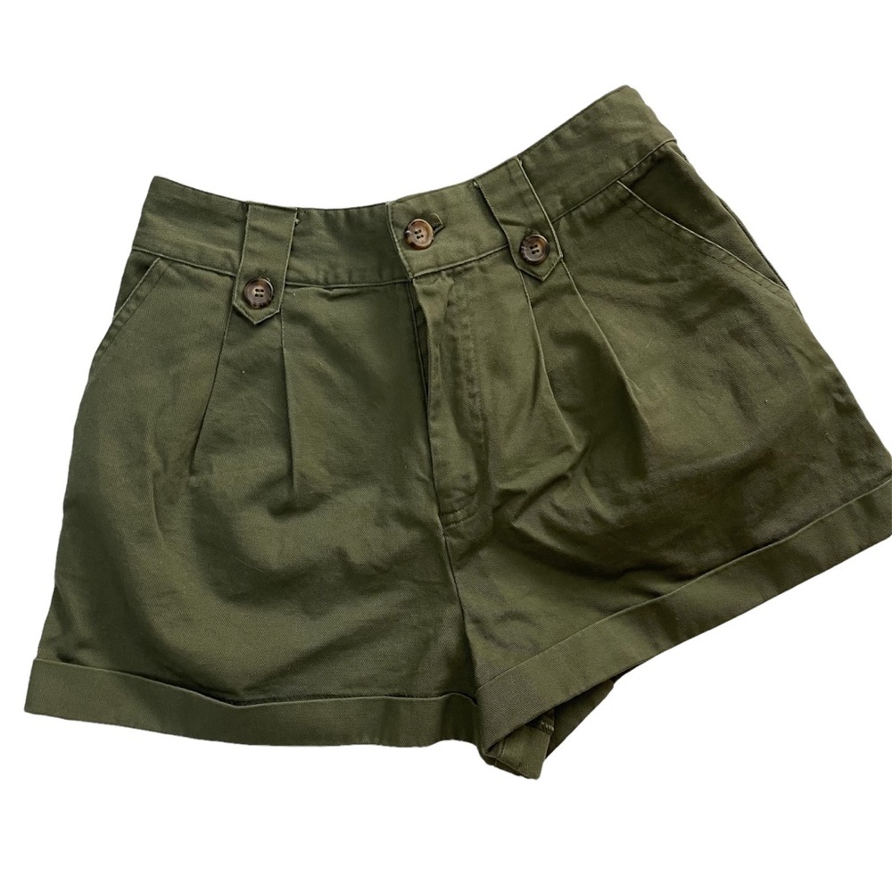 FOREVER 21 Olive Green High Elastic Waist Pleated Shorts Size S